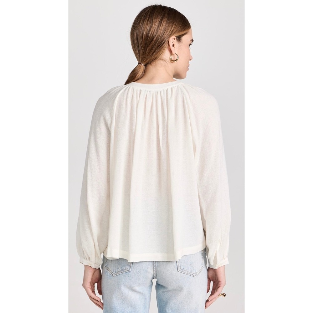 Jenni Kayne Willow Blouse Small Ivory White Wool Blend Gauze Minimal Lagenlook - Picture 4 of 12